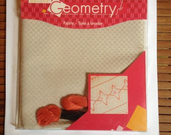 Beige canvas Geometry DMC embroidery FLOSS