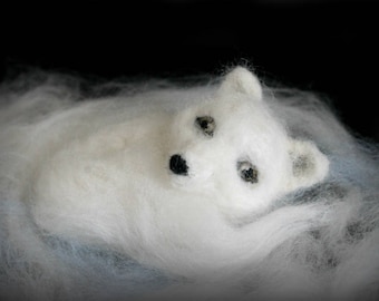 Needle felted arctic fox, felted fox, white fox