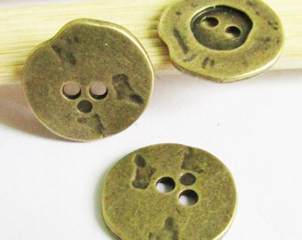 Buttons -15pcs Antique Bronze Button Charm Pendants 20mm D104-2
