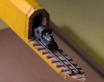 Made to Order: Pencil Carving - Train and Trestles Incredible Detail Micro Pencil Lead Carving