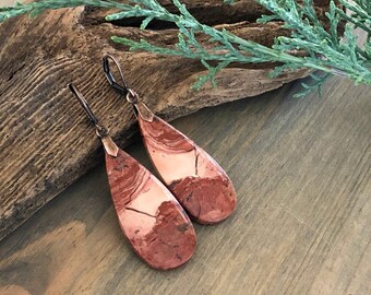 Red River Jasper earrings , earthy stone adornments