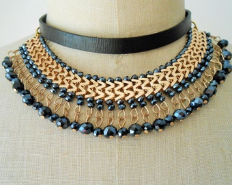 Collar bib, Collar bib necklace, Collar statement bib