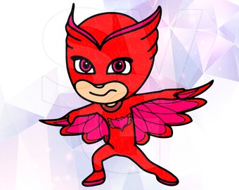 PJ Masks Owlette Layered SVG DXF Eps Cut Files Cricut Designs Silhouette Cameo Superhero Party Supply Decoration Stencil Vinyl Tshirt Decal