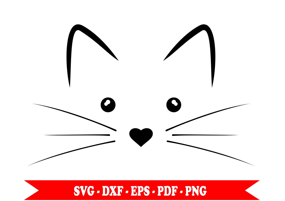 Download Cat face, SVG kitten, outline silhouette, clip art, SVG ...
