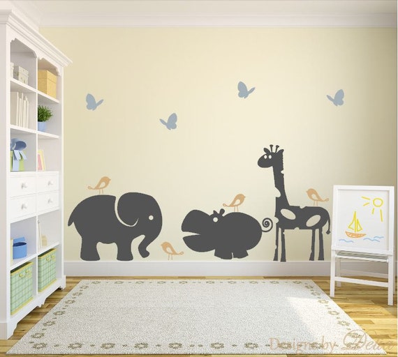 Animal wall mural for children's room removable vinyl