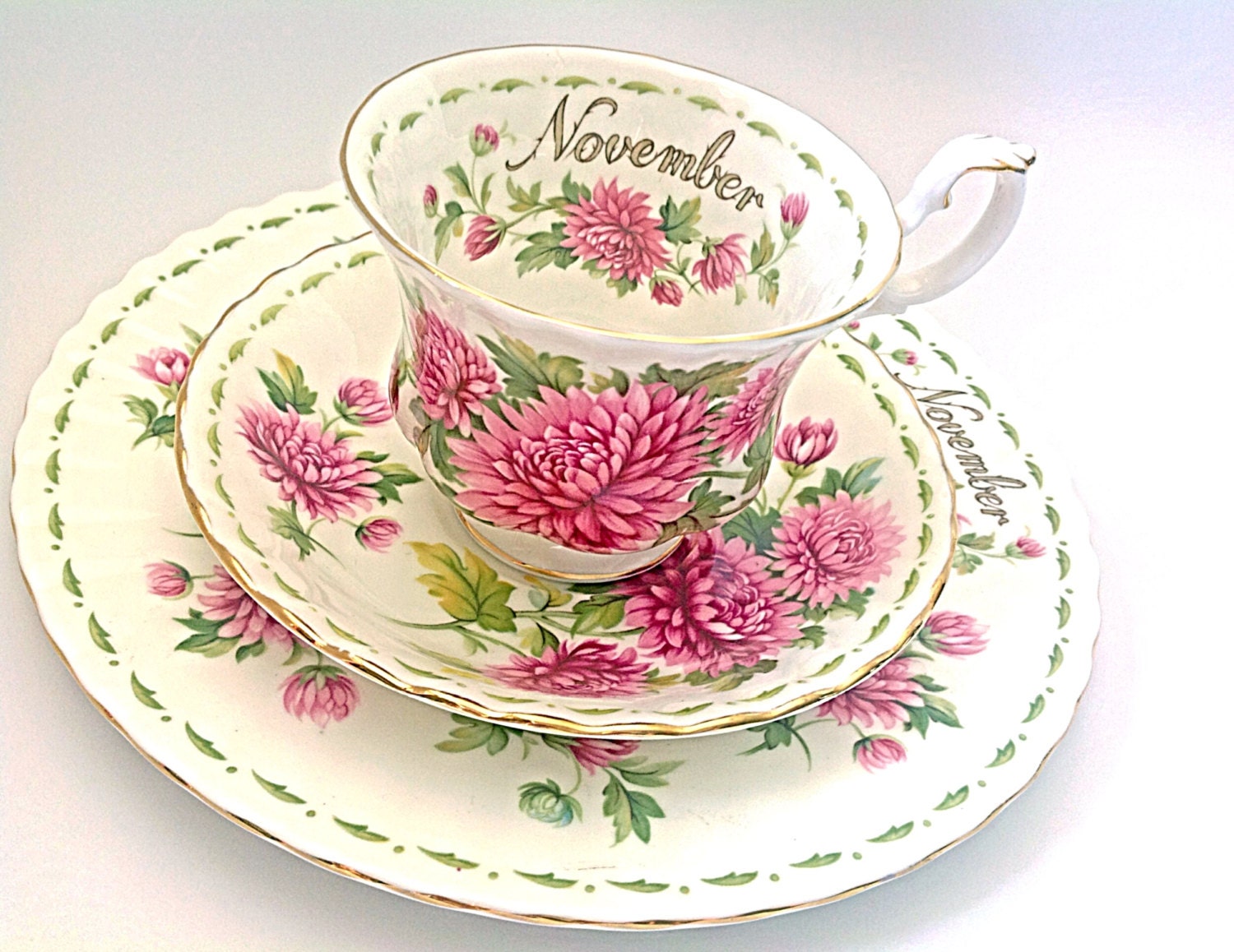 Royal Albert Flower Of The Month Series November Teacup Trio