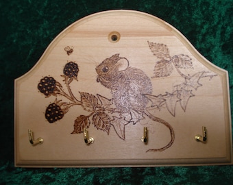 SALE! Sycamore Keyrack with Pyrography Design