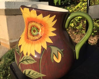 Bella Casa By Ganz Pottery Sunflower Pitcher