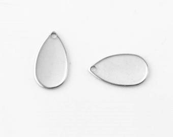 x 10 charm drops made of steel stainless 14x8mm