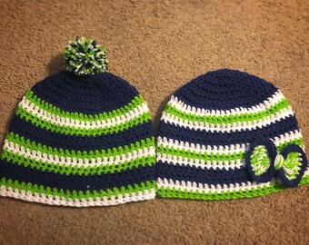 His and hers crochet beanies