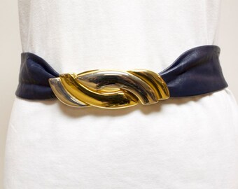 Vintage Blue Leather belt by Liz Claiborne size medium small