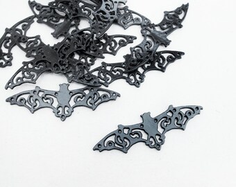 bat charm // vampire bat charms // black bat pendant // filigree bat pendant // halloween charms // goth charms // punk charms