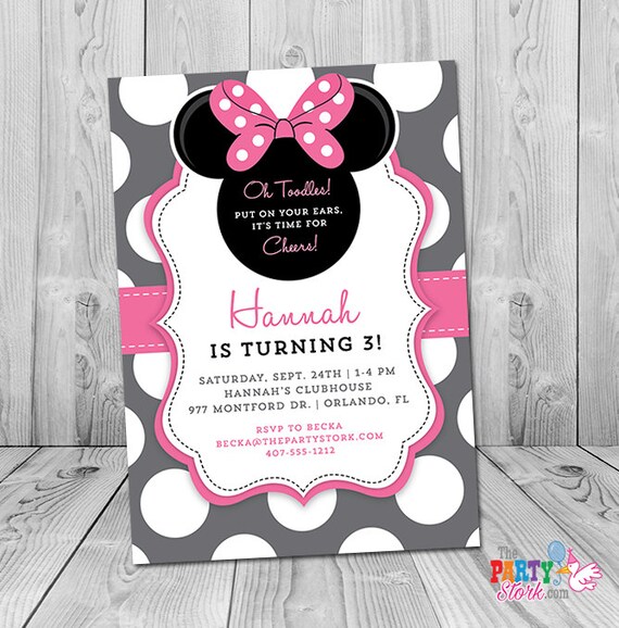 birthday invites wording year 3 old Minnie Minnie Invitation Birthday Mouse Birthday Mouse 3rd