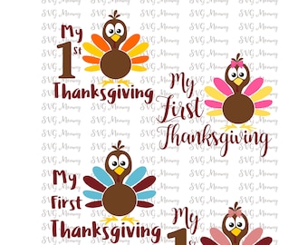 My First Thanksgiving SVG, Cut File, Cricut File, Silhouette SVG, Girl and Boy 1st Thanksgiving