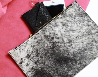 Black and White Hair on Hide Clutch/ Purse Organizer