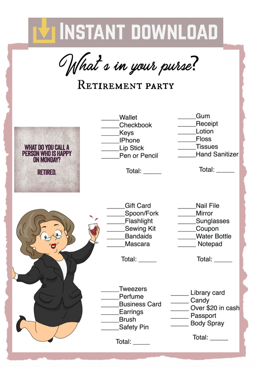 Retirement Party GameWhats in your purse