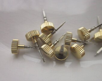 Vintage Gold-plated Brass Watch Stems, 1940s Elgin Watch Co. Dead Stock, 12mm x 6mm