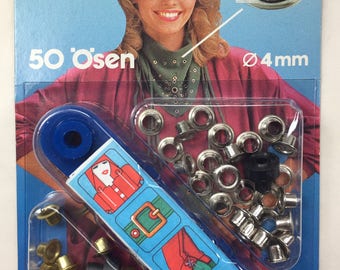 Eyelets 4mm, Prym 50 Pack, of Silver and Gold Eyelets 4 mm Made in West Germany