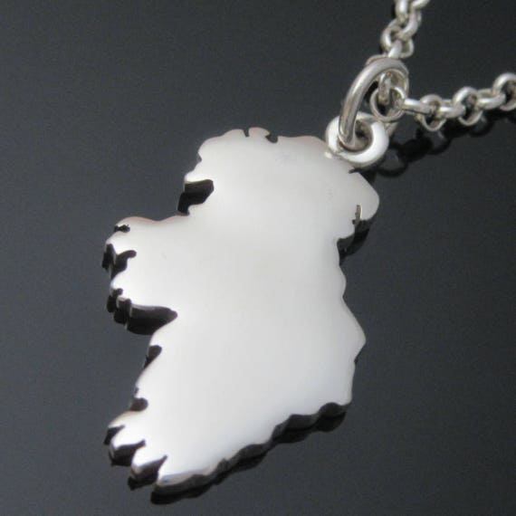 Silver Hand-cut Irish Map - Map of Ireland - Personalised Stone-set Silver Irish Map - Irish Jewelry