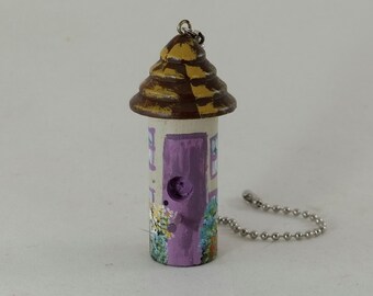 Fan Light Pull , Beige and Lavender , Hand Painted with a lot of Flowers