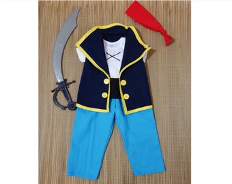 Jake Set (with Pants)-Jake and the neverland pirates costume- Jake Birthday Outfit -Disney Cruise Pirate- First Birtday Outfit- Captain Jake