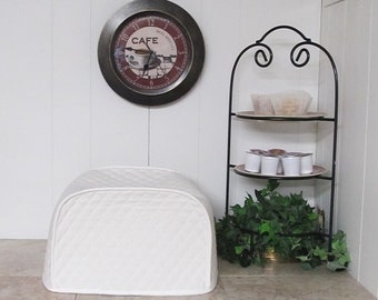 White Kitchen 4 Slice Toaster Cover Quilted Fabric Small Appliance Covers Made To order