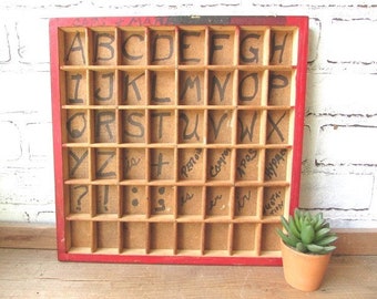 Vintage Letterpress Drawer Printer's Drawer Printer's Tray Printer's Box Trinket Display Box Primitive Decor
