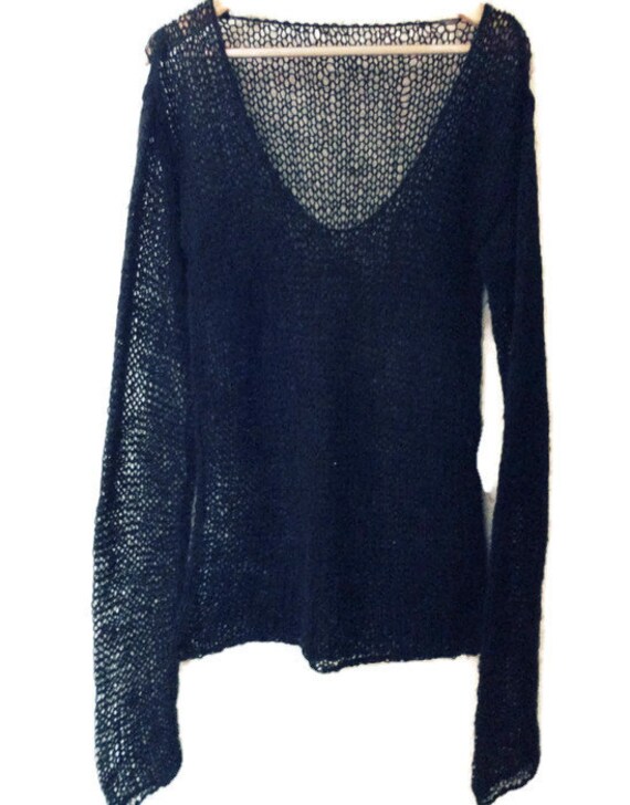Items similar to Black Loose Knit Sweater Grunge Sweater Loose Knit ...