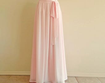Blush Pink Maxi Skirt.Blush Pink Bridesmaid Skirt. Chiffon Floor Length Skirt.