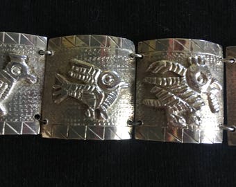 Sterling silver bracelet, link bracelet, silver bracelet, peruvian bracelet, Incan design,heavy bracelet