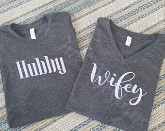Hubby Wifey Shirts, Wifey Hubby Shirt, Wifey Shirt, Newlywed Shirts,Just Married Shirts,Honeymoon Shirts,Wedding Shirts,Hubby Wifey, HWBLMA