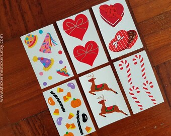 Birthday stickers, Chocolate stickers, Valentine's stickers, Christmas stickers, Reindeer stickers, Halloween sticker, Mrs Grossman sticker