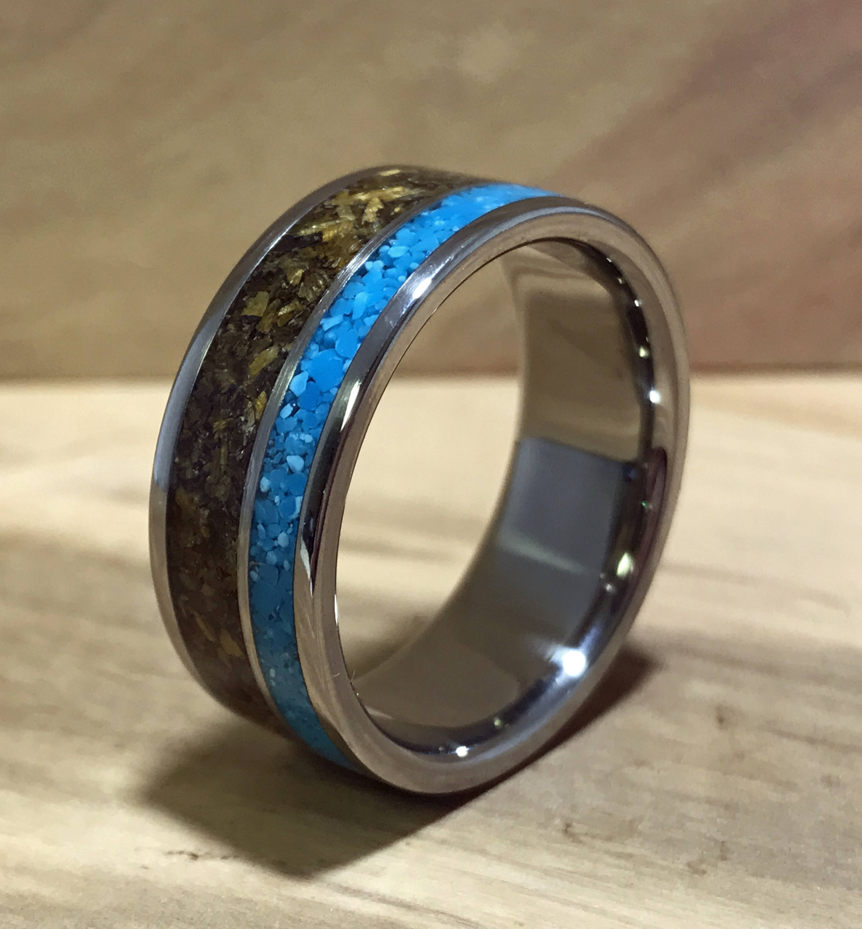 Titanium Ring Turquoise Ring Tigers Eye Ring Wedding Ring