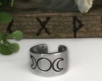 Wiccan Earrings, Ear Cuff, Pagan Earrings, Wiccan Jewelry Goddess, Moon Goddess, Triple Goddess, Triple Moon Goddess, Wiccan Jewelry, Pagan