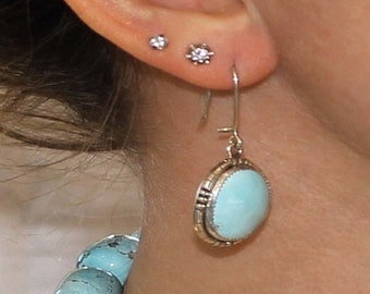 40% Off Earring Sale : ) Kingman Turquoise Earrings Pale Sky Blue Large #2