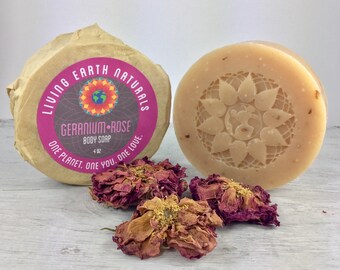 Geranium-Rose- Natural Soap- Organic Soap- Handmade Soap- Homemade Soap- Vegan Soap- Moisturizing Soap- Sensitive Skin Soap- Herbal Soap