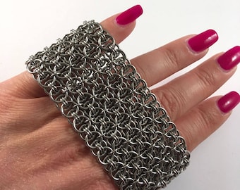 Chainmaille cuff - Helm maille bracelet - Chunky bracelet