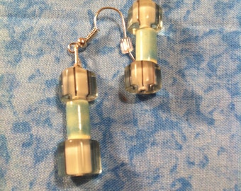 Cane Glass Earrings - Aqua