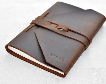 Leather A5 journal notebook black brown journal