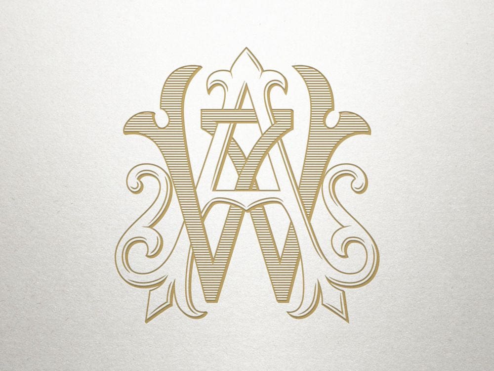 Wedding Initials Logo AW WA Wedding Initials Vintage