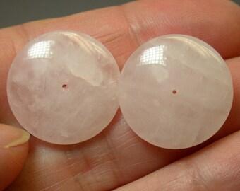 Vintage ROSE QUARTZ Focal SPACER Beads 20mm pkg 2 cb200