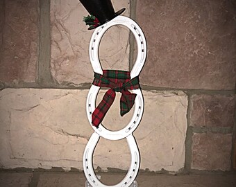 Horseshoe Snowman Holiday Decor