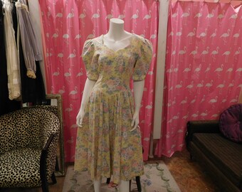 1980's Laura Ashley/ Floral dress/ Summer dress/ Garden Party dress/