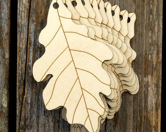 10x Wooden Oak Leaves Craft Shapes 3mm Plywood Tree English Quercus Robur Leaf