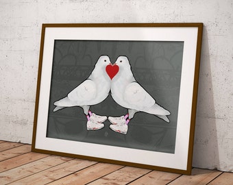 A3 Dove Print, British Birds, Bird Print, Bird illustration, Bird Poster, Bird Art, Ornithology, Sneakers Print, wall art, Trainers Art