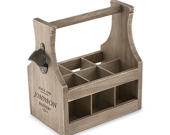 Personalized Wood Beer Caddy With Bottle Opener - Beer Lover Gift - Personalized Gift - Beer Holder - Craft Beer - Brewery Etching