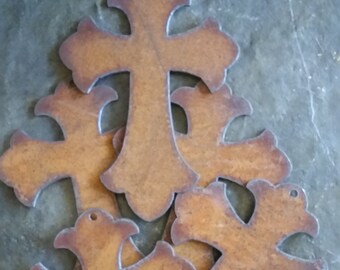 5" Rustic Cross Charm Recycled Metal