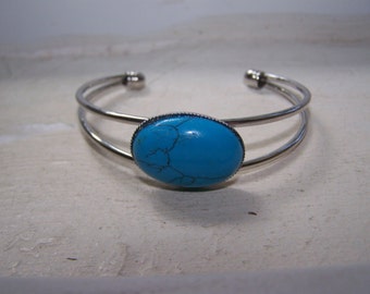 Silver Turquoise Southwestern Cuff Bracelet