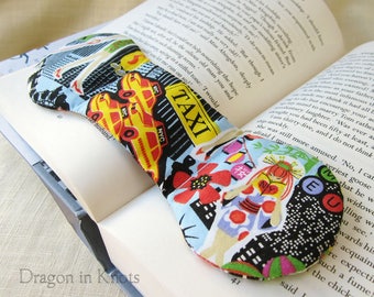 New York City Book Weight Page Holder - NYC weighted bookmark, OOAK light blue book accessory, cosmopolitan urban, chinatown chelsea taxi