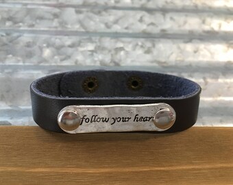 Follow Your Heart Leather Cuff Bracelet